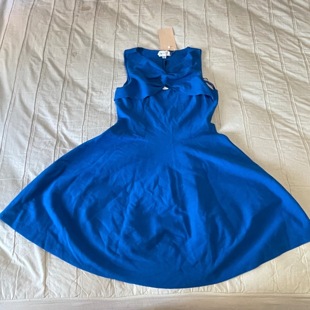MILLY lapis twist Fit & Flare Dress Sleeveless Party Cocktail Blue 14/16 NEW